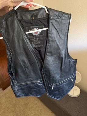 Harley-Davidson Black Leather Zip-Front Biker Vest
